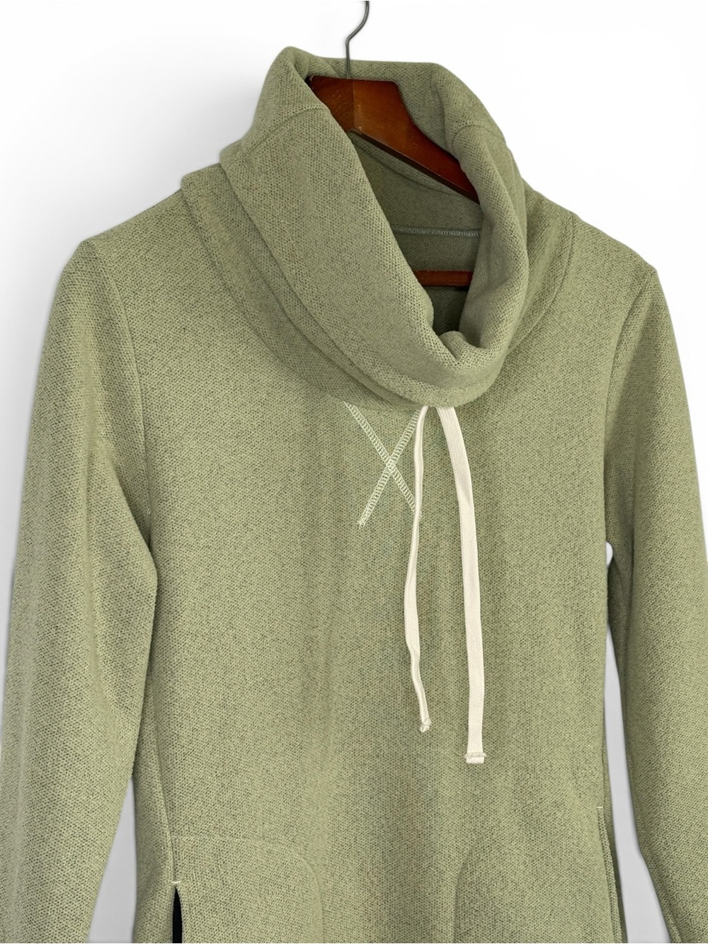 DESO Supply Co Velma Fleece Cowl Neck Dress Sage Green M - Picture 2 of 13